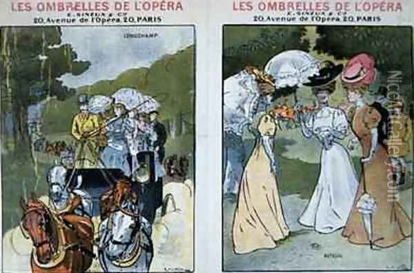 Advertisements for umbrellas Les Ombrelles de lOpera 1906 Oil Painting - J. de la Neziere