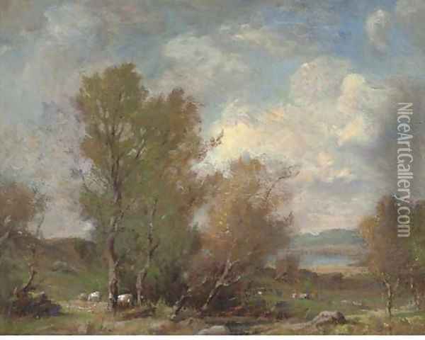 A pastoral landscape Oil Painting - English School
