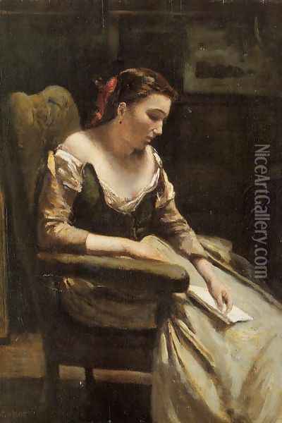 The Letter Oil Painting - Jean-Baptiste-Camille Corot