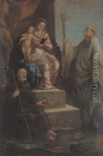 La Vergine In Trono E Due Santi Oil Painting - Francesco Salvator Fontebasso