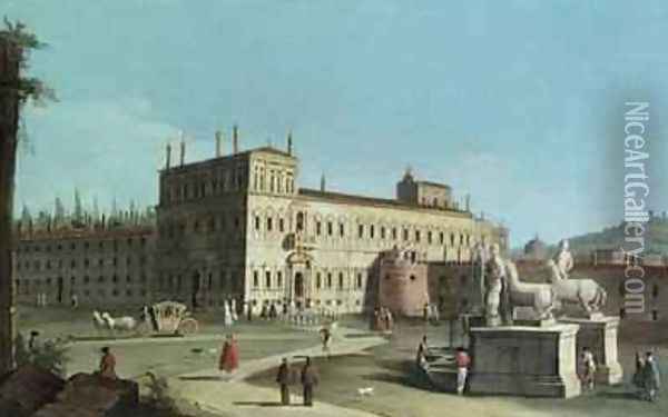 View of the Palazzo del Quirinale Rome Oil Painting - Michele Marieschi