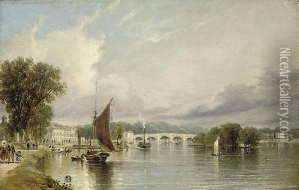 An Afternoon On The Thames, Richmond Bridge Oil Painting - John Martin