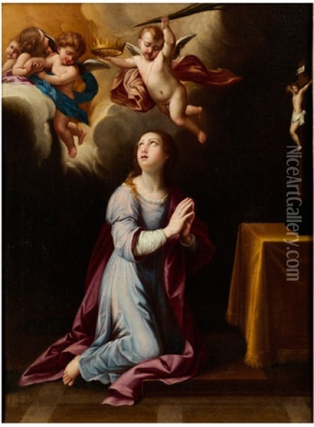 Heilige Martyrerin In Ekstase Oil Painting - Giovanni Battista Salvi (Il Sassoferrato)