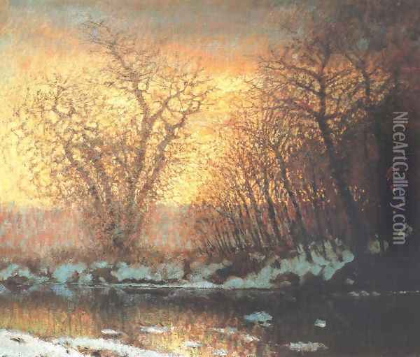 Thawing of Snow 1896-99 Oil Painting - Laszlo Mednyanszky