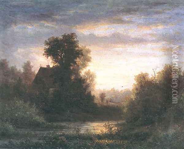 Evening Landscape Oil Painting - Hermann Brinckmann