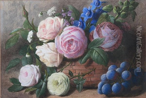 Still Life Study Of Roses Oil Painting - Charles Henry Slater