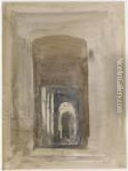 Study For The Door Of The Church Of Saint-roch, Paris Oil Painting - David I Cox