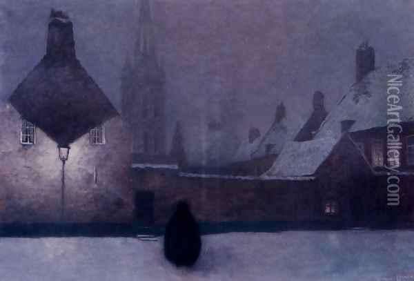 Snowy Evening Oil Painting - Georges Lemmen