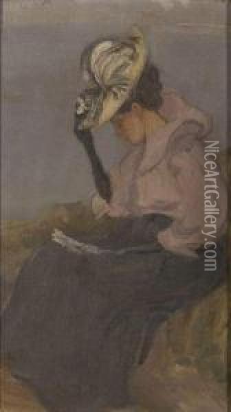 The Lavender Blouse Oil Painting - Arthur Haythorne Studd