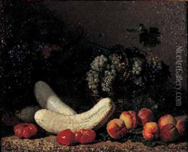 Nature Morte Aux Fruits Oil Painting - Jacques Delanoy