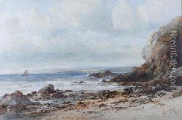 On The Cumbrian Coast Oil Painting - Albert Pollitt