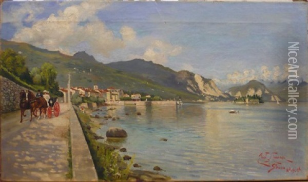 Le Lac De Stresa Oil Painting - Ettore Ximenes