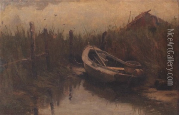 A Boat At Low Tide Oil Painting - Charles Melville Dewey