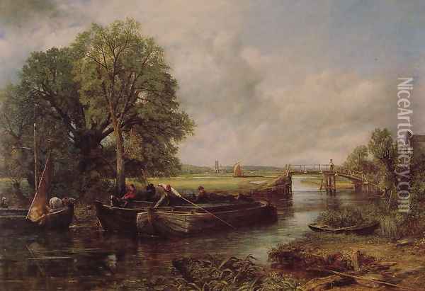 A View On The Stour Near Dedham Oil Painting - John Constable