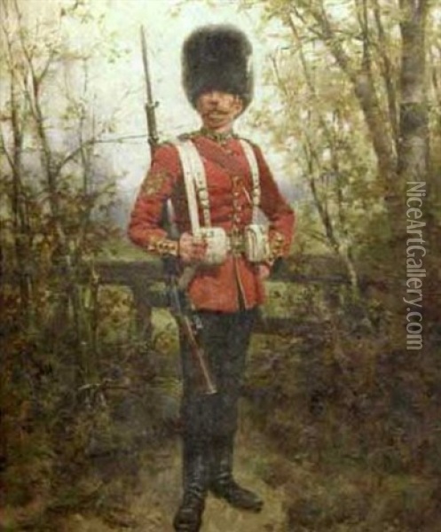 Portrait Of A British Soldier Oil Painting - Hermanus Willem Koekkoek