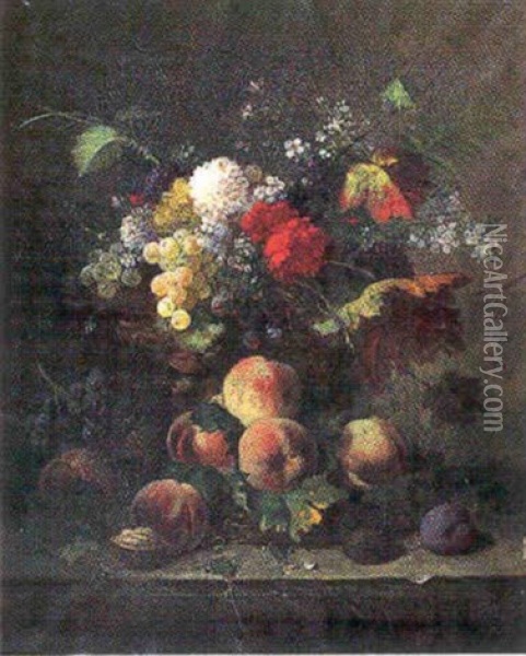 Nature Morte Aux Fruits Et Fleurs Oil Painting - Jean Alexandre Remy Couder