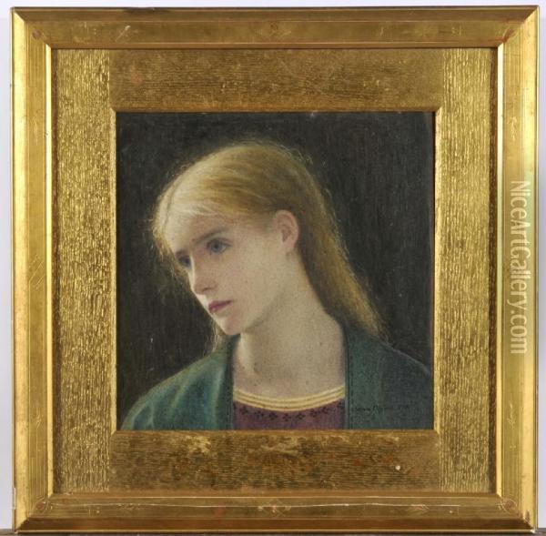 Evelyn Hope Signed And Dated 1870 Oil Painting - Edward Clifford