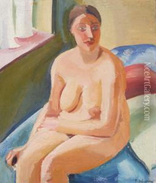 Nude On A Bed - Nu Sur Un Lit Oil Painting - Ferdinand Schirren