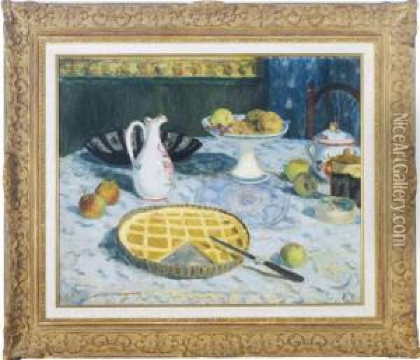 Still Life Of A Breakfast Table Oil Painting - Eugene Antoine Durenne