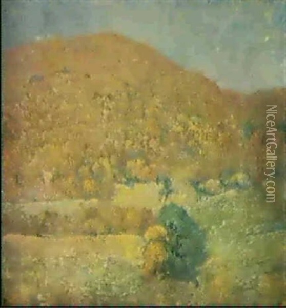Landscape, Orange Mountain Oil Painting - Emil Carlsen