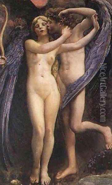 Cupid and Psyche Oil Painting - Annie Louise Swynnerton