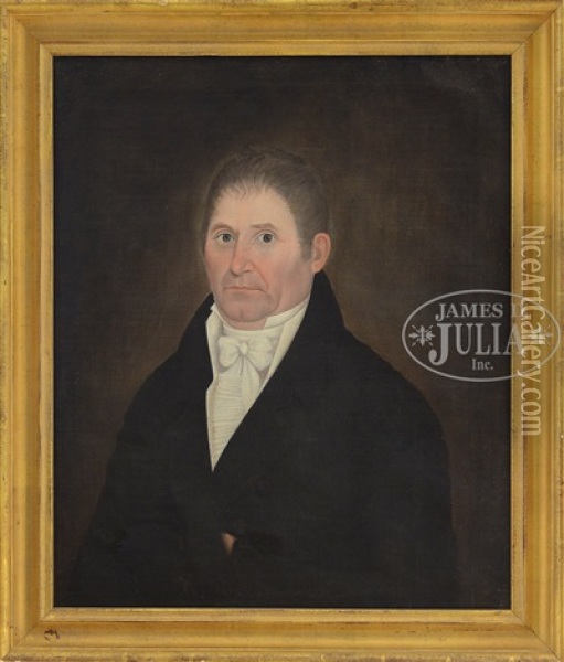 Half Length Portrait Of A Gentleman Oil Painting - John Brewster Jr.