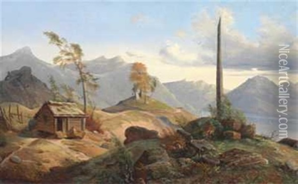 Bauta Ved Fjorden Oil Painting - Ludwig Munthe