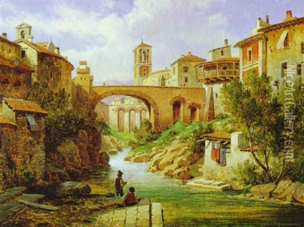 Lorea, Sardinien, Angleridylle Am Flus Oil Painting - Albert Ludwig Trippel
