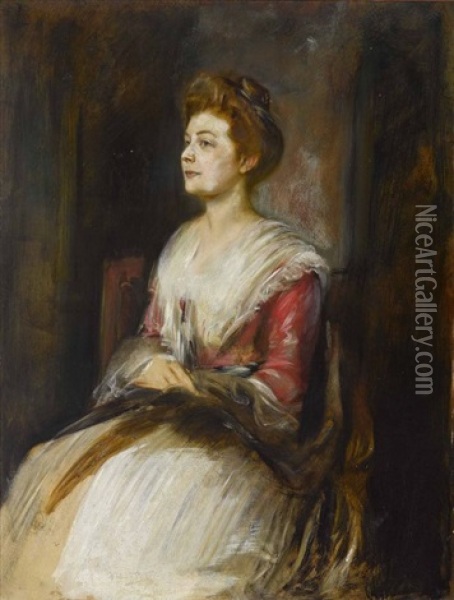 Bildnis Einer Sitzenden Dame Oil Painting - Franz Seraph von Lenbach