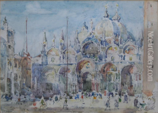 Piazza San Marco, Venice Oil Painting - Lionel Townsend Crawshaw
