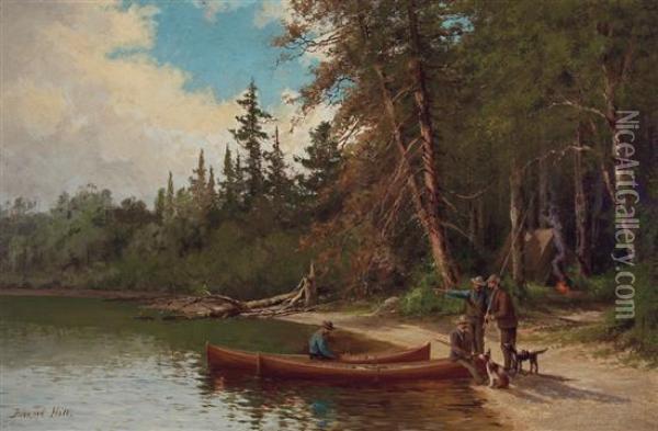 Camping On The Lake Shore Oil Painting - Edward Hill