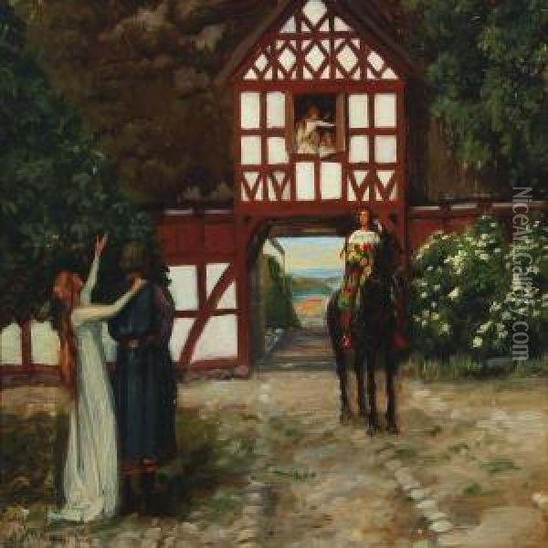 Gunderaads Bejler Oil Painting - Agnes Slott-Mrller