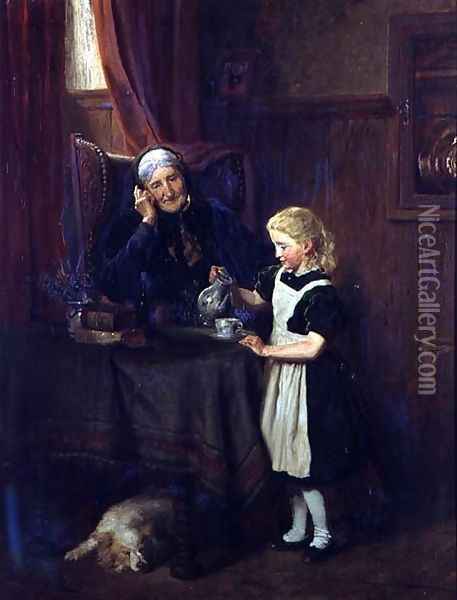 Tea for Granny Oil Painting - Felix Schlesinger