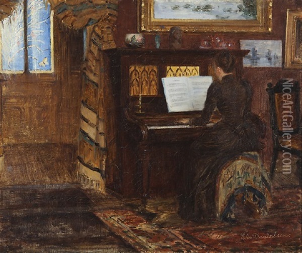 Hilma Westerholm Plays Piano Oil Painting - Elin Danielson-Gambogi