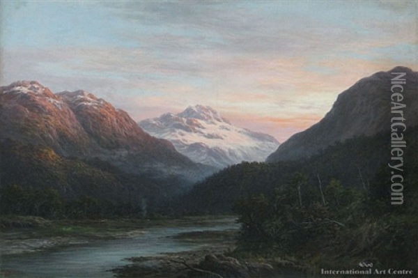 Mt Aspiring Near Waitomo Valley Oil Painting - William George Baker