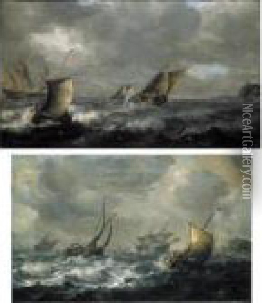 Smalships Oil Painting - Pieter the Younger Mulier