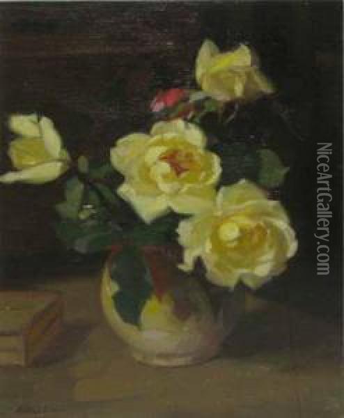 Trandafiri Galbeni Oil Painting - Constantin Artachino