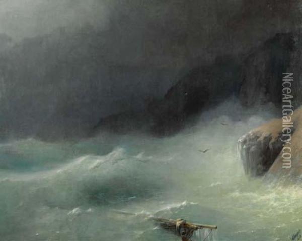 Die Welle. 1878. Oil Painting - Ivan Konstantinovich Aivazovsky