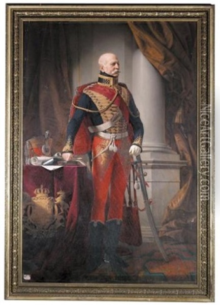 Portrait Of Ernest August I, King Of Hanover (ernst August I, Konig Von Hannover) Oil Painting - Louis Ammy Blanc