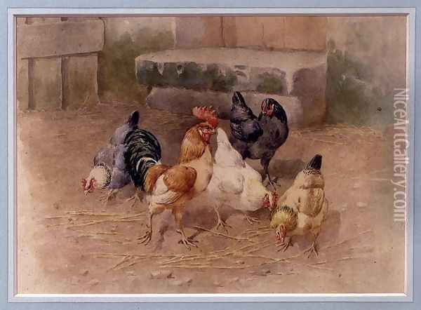 Chickens Oil Painting - William Baptiste Baird