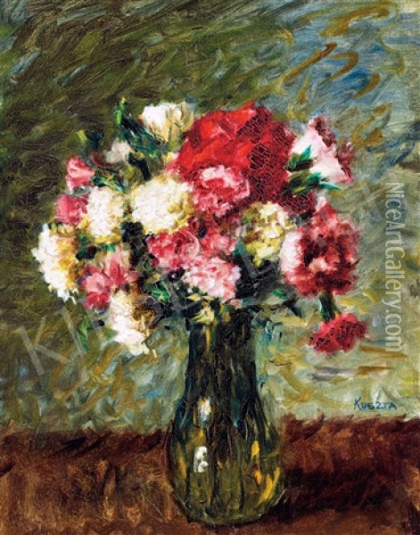 Still Life Of Flowers Oil Painting - Jozsef Koszta