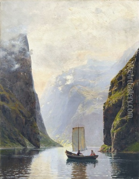 Auf Dem Fjord Oil Painting - Hans Andreas Dahl
