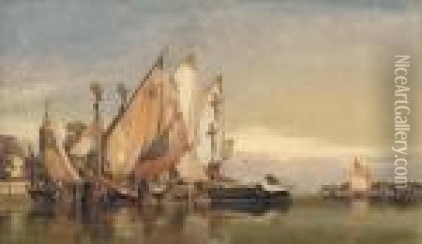 Bragozzi, Fishing-craft Of Venice Off The Giardini Pubblici Oil Painting - Edward William Cooke