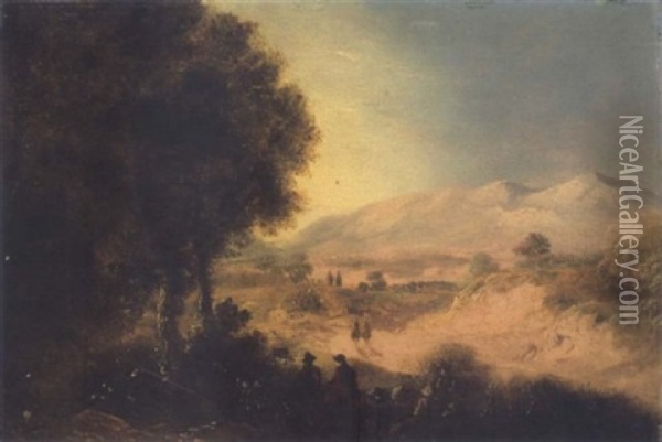 Figures In Mountain Landscape Oil Painting - William Sadler the Younger