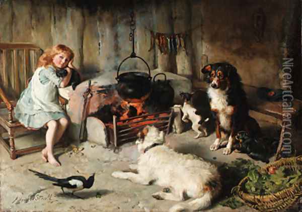 A watched pot never boils Oil Painting - Alfred William Strutt