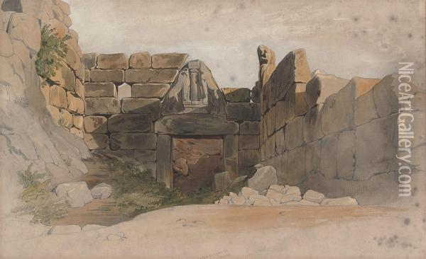 Gate Of The Lions, Mycenae Oil Painting - Thomas Hartley Cromek