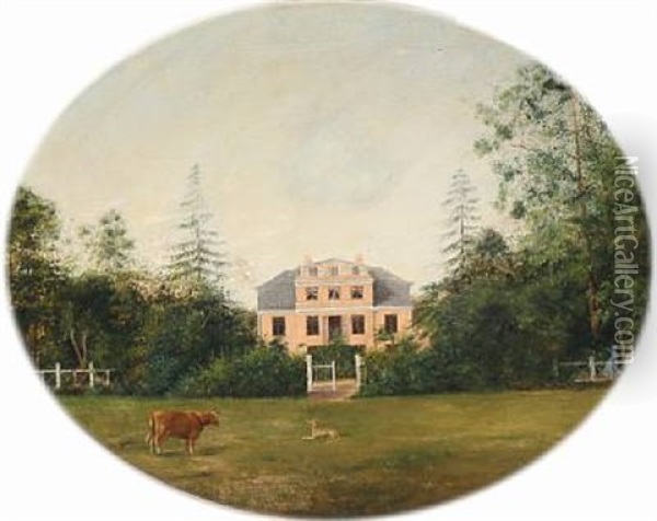 A Villa With A White Fence Oil Painting - Emmy Meyer