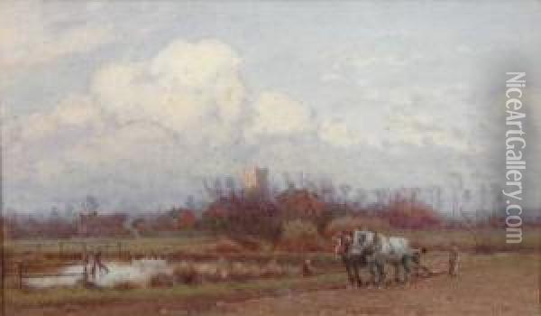Ploughing. Oil Painting - Henry Sykes