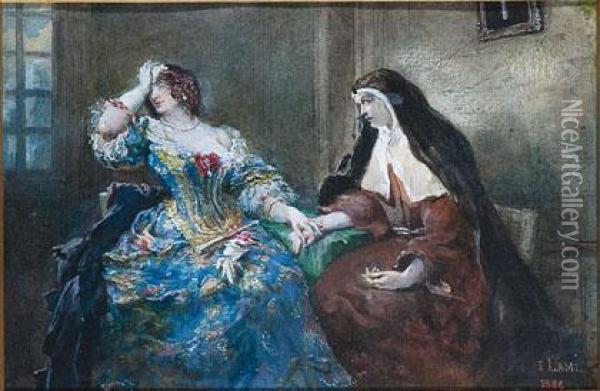 La Mise De Montespanet Mlle De La Valliere Oil Painting - Eugene Louis Lami