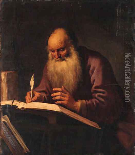 Saint Paul writing at a desk Oil Painting - Lambert Jacobsz or Jacobs